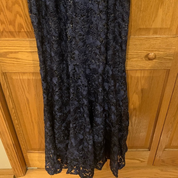 Deep blue short sleeve lace dress by Marina - Picture 3 of 6